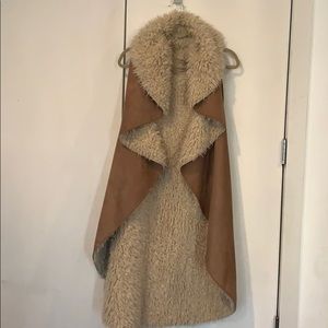 Reversible LF faux fur faux suede long vest